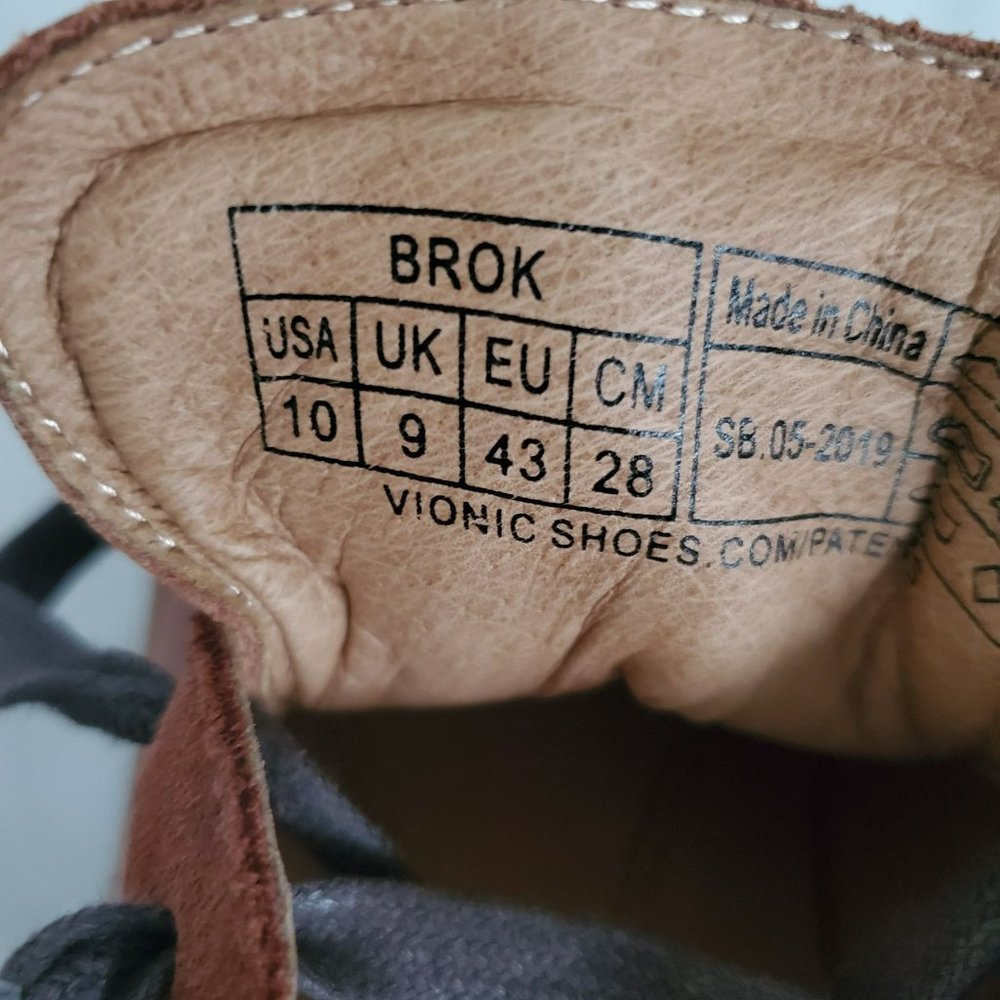 Vionic Men's Mott Brok Leather Orthotic Arch Support Walking Shoes Dark Brown 10 - Picture 15 of 16